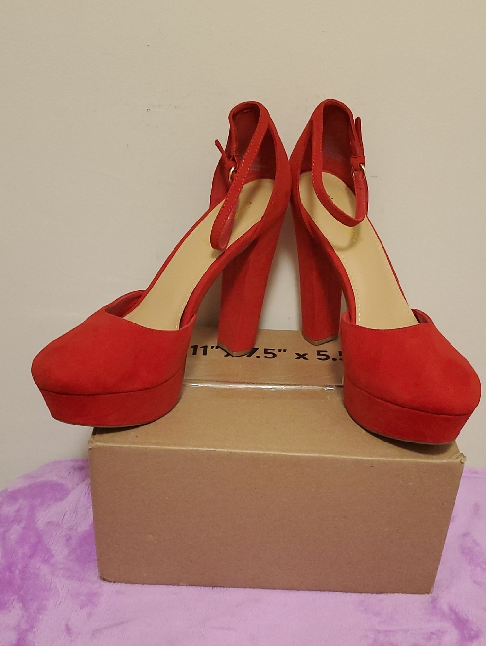 Bold Red Platform Ankle-Strap Heels